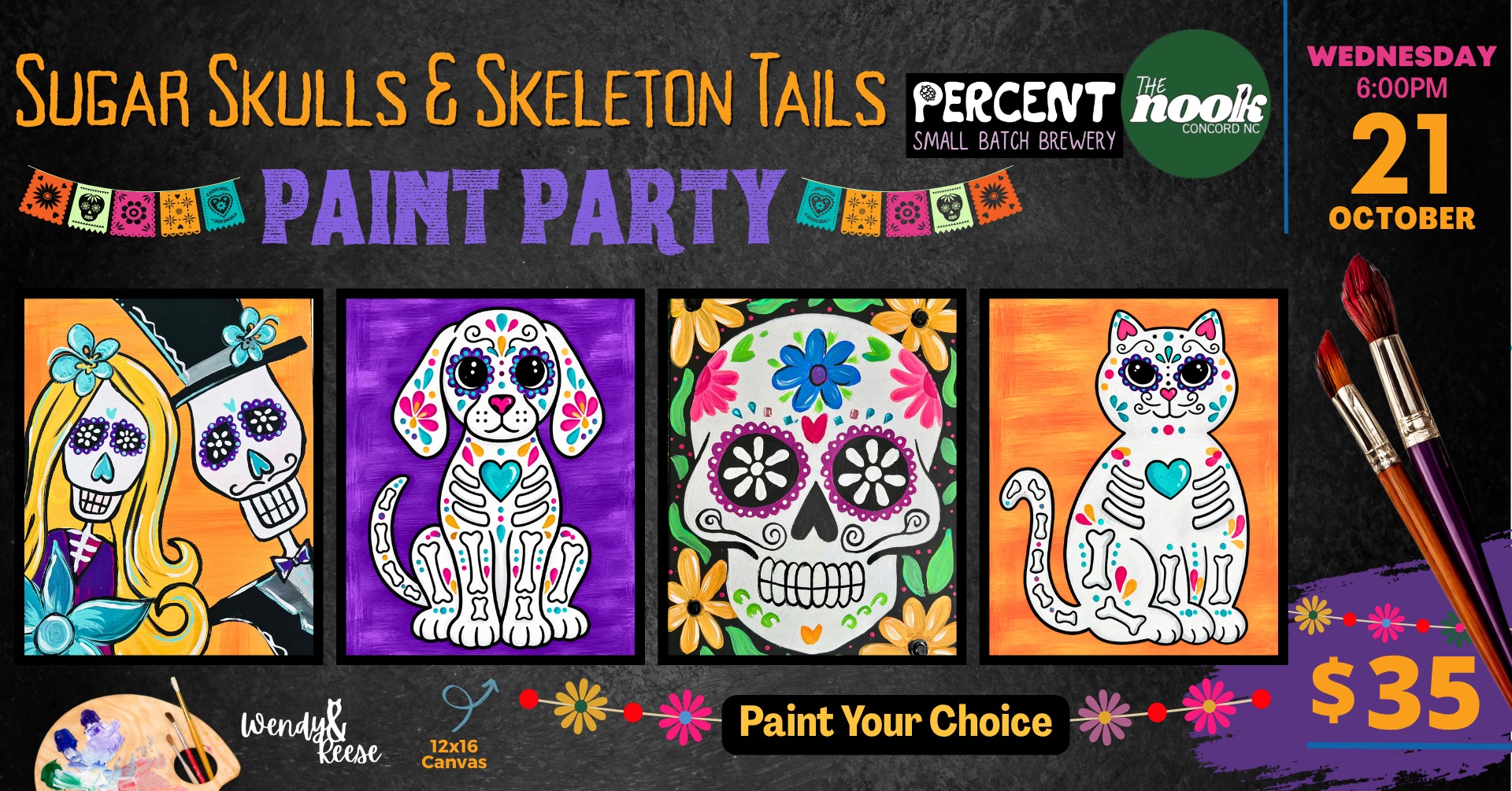 Sugar Skulls & Skeleton Tails at Percent The Nook Concord