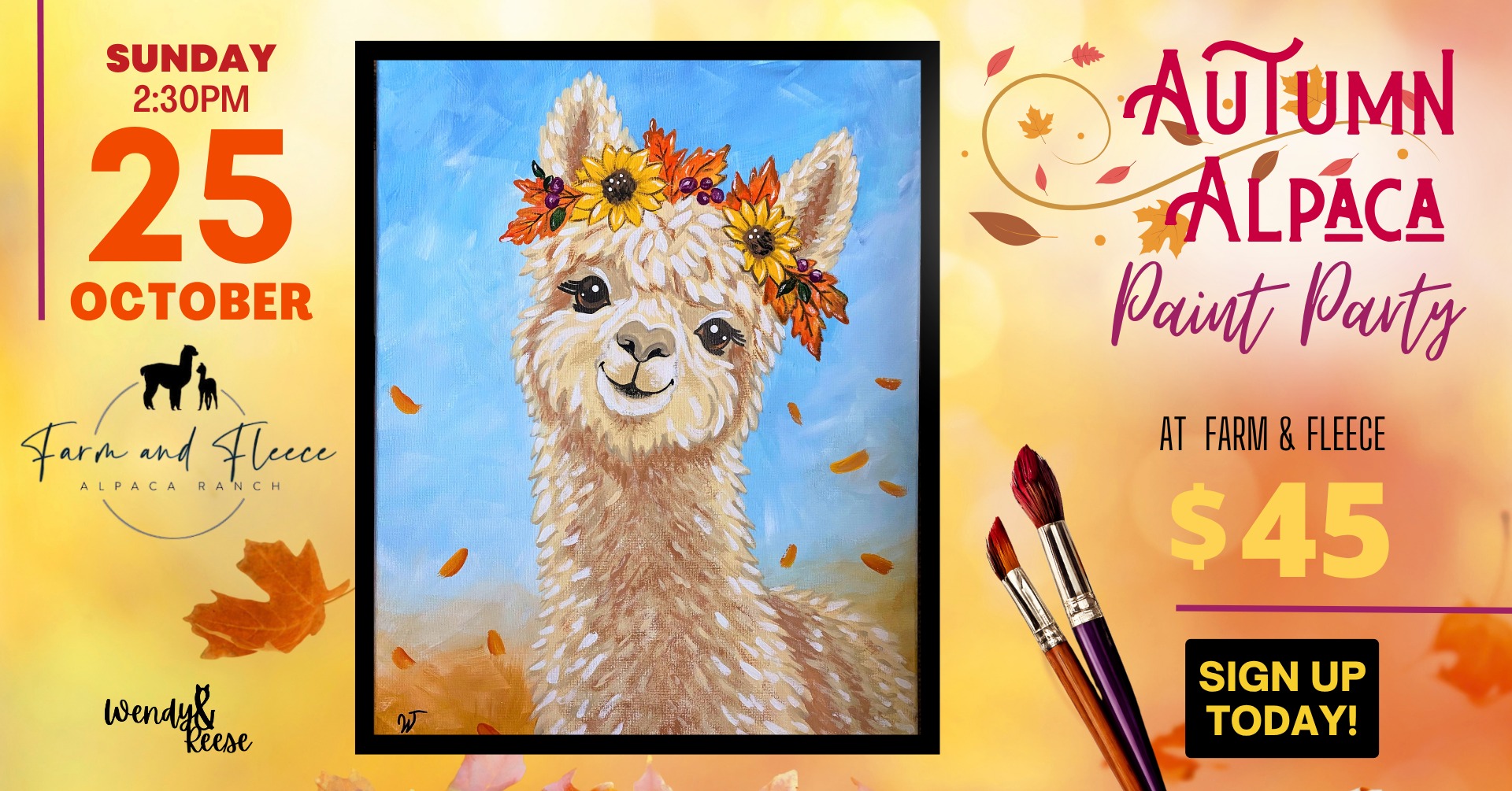 Autumn Alpaca Paint Party at Farm & Fleece Alpaca Ranch