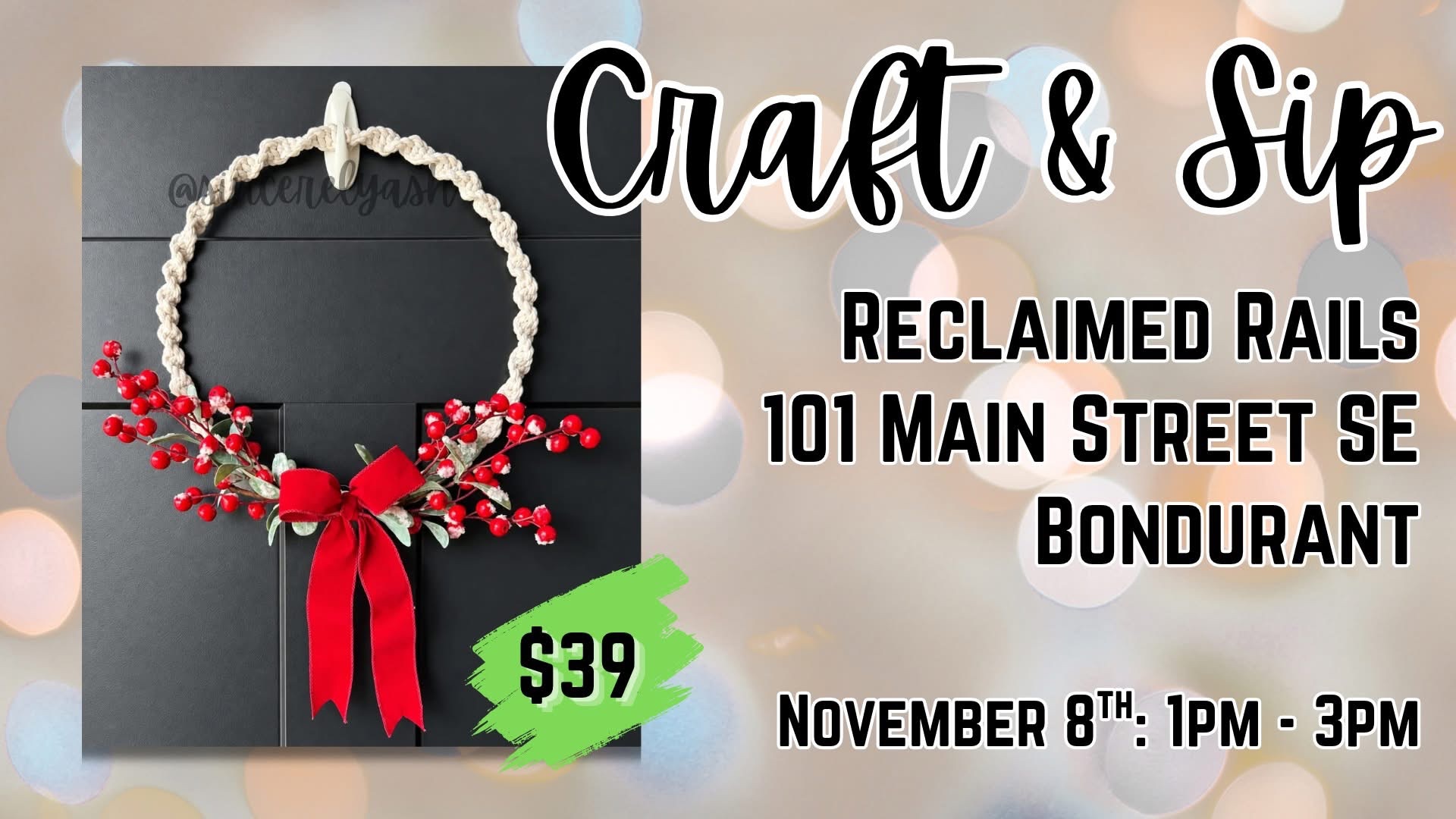 Macrame Wreath Making at Reclaimed Rails in Bondurant