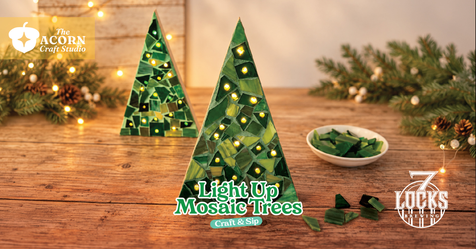 Light Up Mosaic Tree - Craft and Sip at 7 Locks Brewing