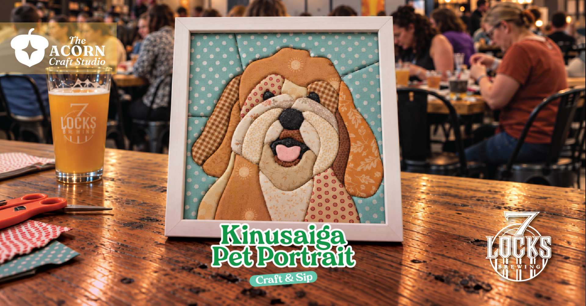 Kinusaiga Pet Portrait - Craft & Sip at 7 Locks Brewing