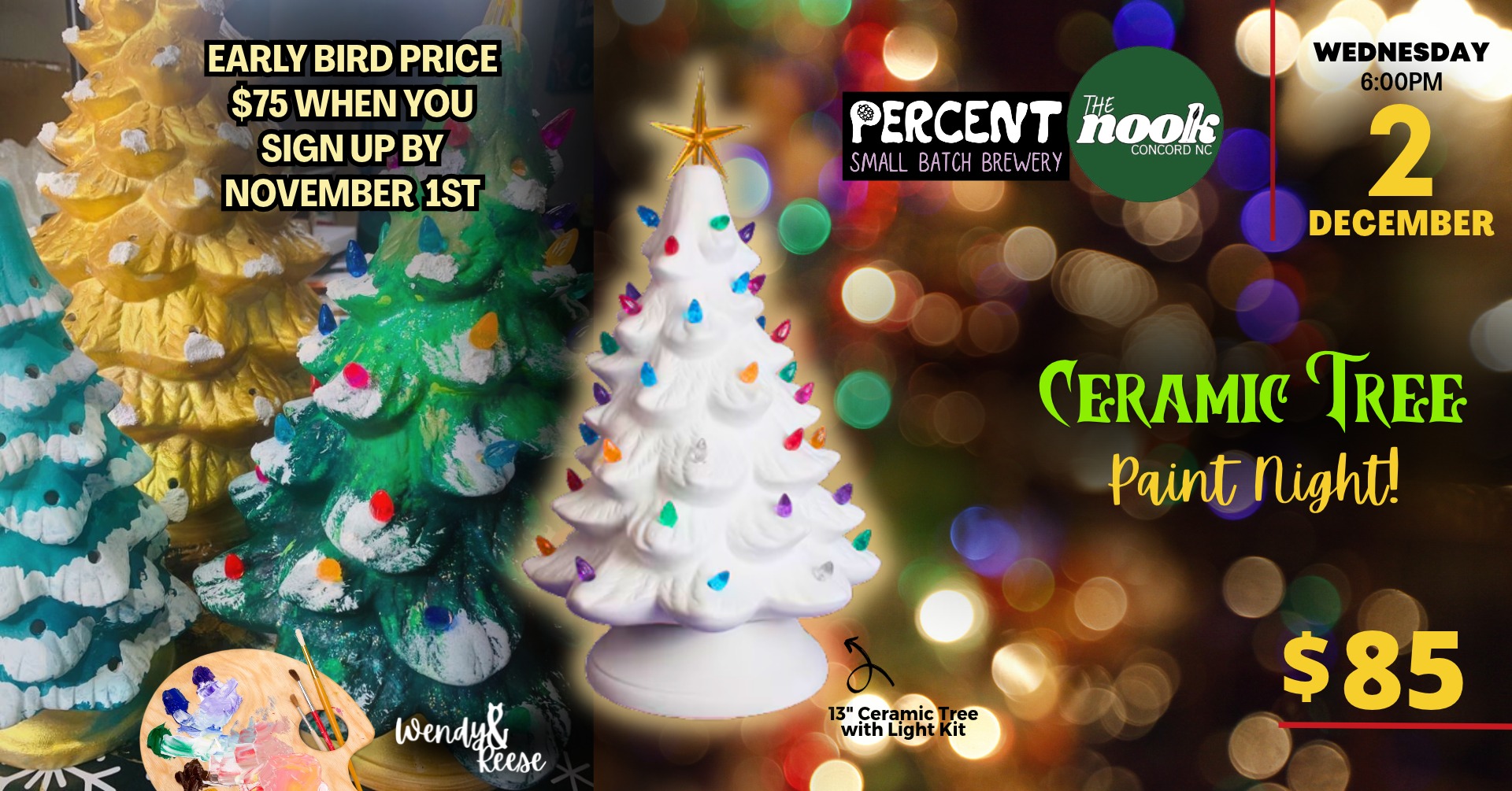 Ceramic Tree Paint Night at Percent The Nook Concord