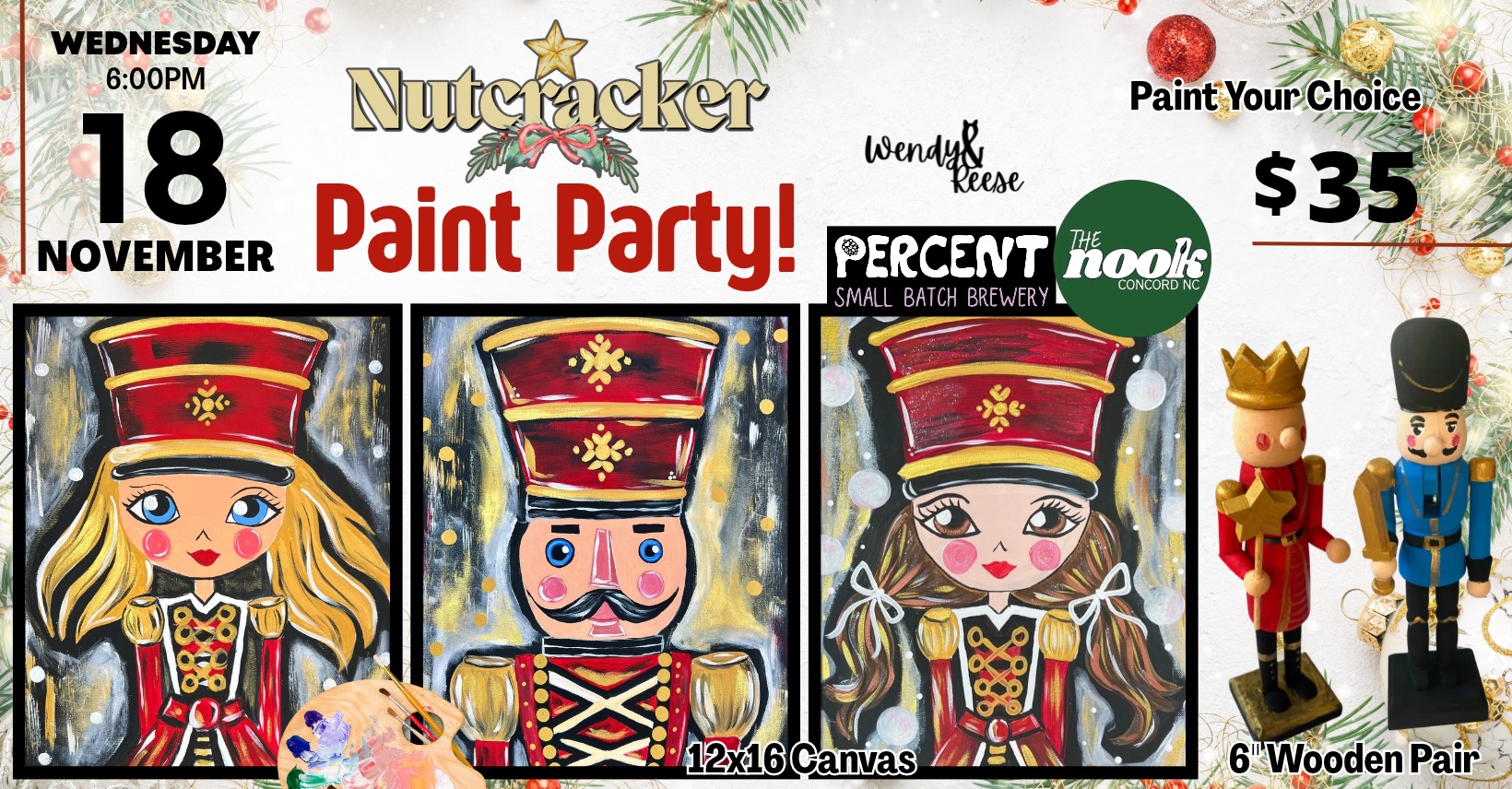 Nutcracker Paint Night at Percent The Nook Concord