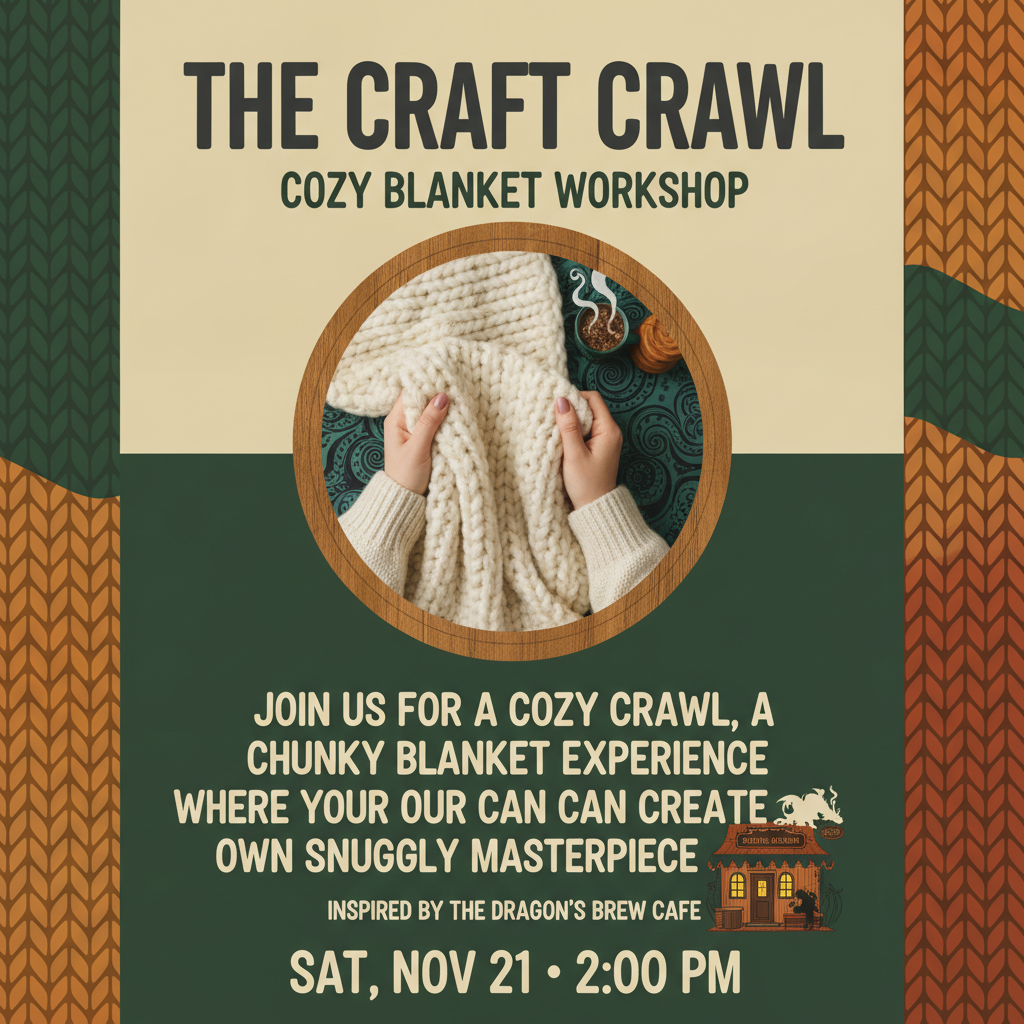Cozy Chunky Blanket Workshop at The Dragon's Brew Cafe