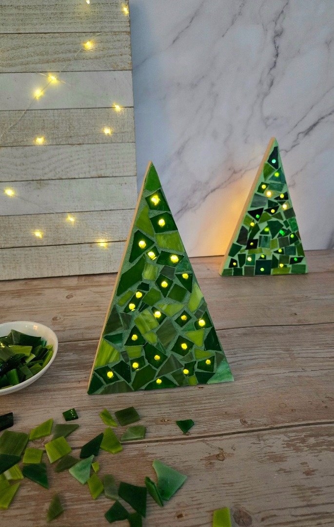 Make your own light up Mosaic Trees Sunday Funday!