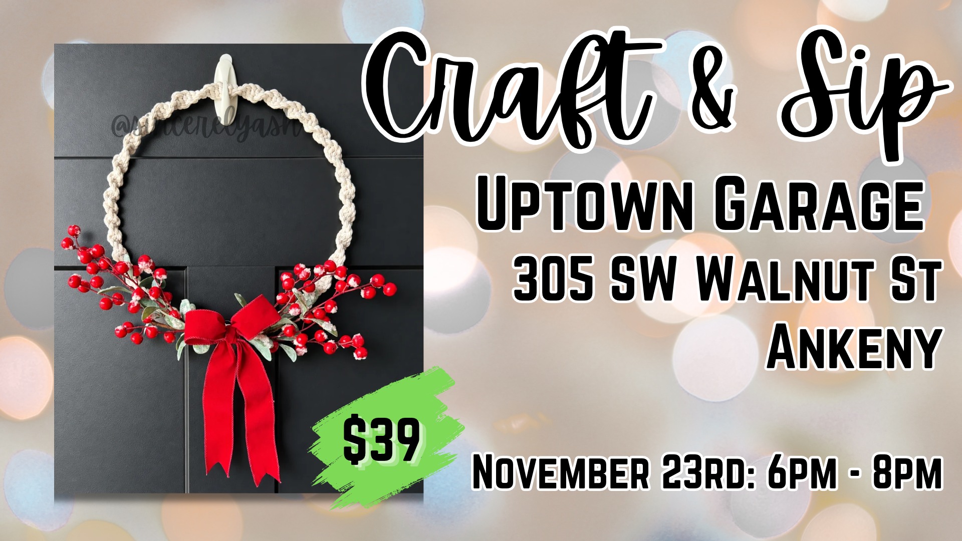 Craft & Sip: Macrame Wreath Making at Uptown Garage Brewing
