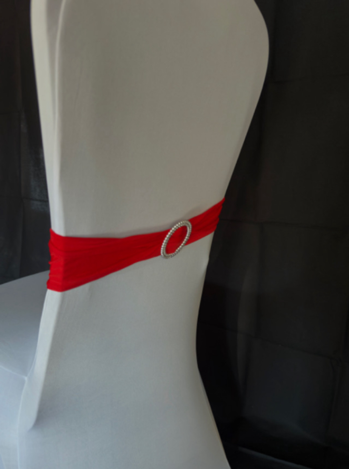 Chair Tie SPANDEX RED with Silver Buckle Detail