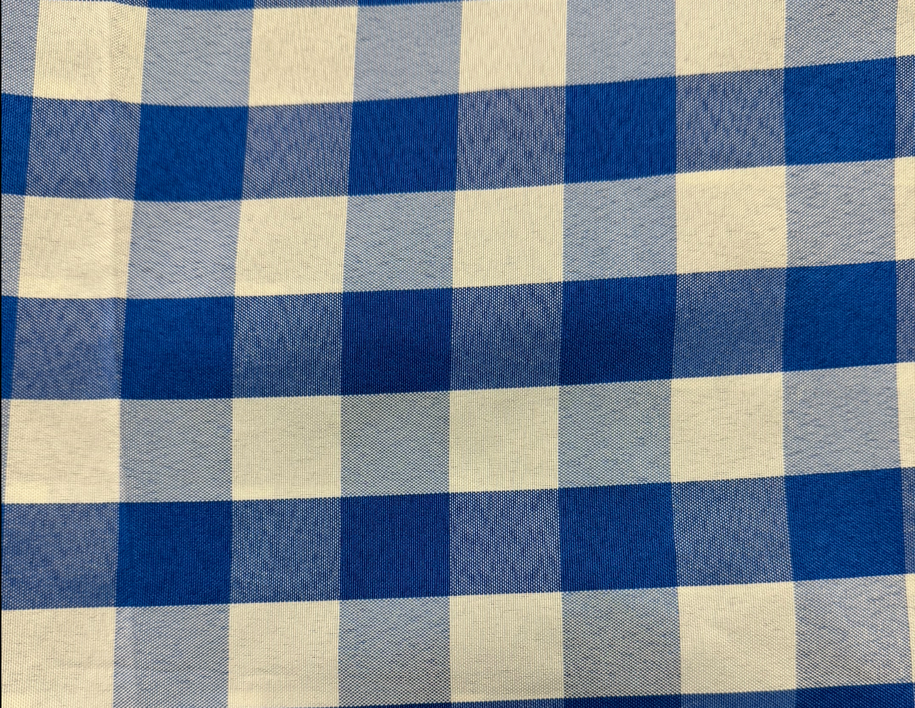 108" POLY ROYAL BLUE AND WHITE CHECK