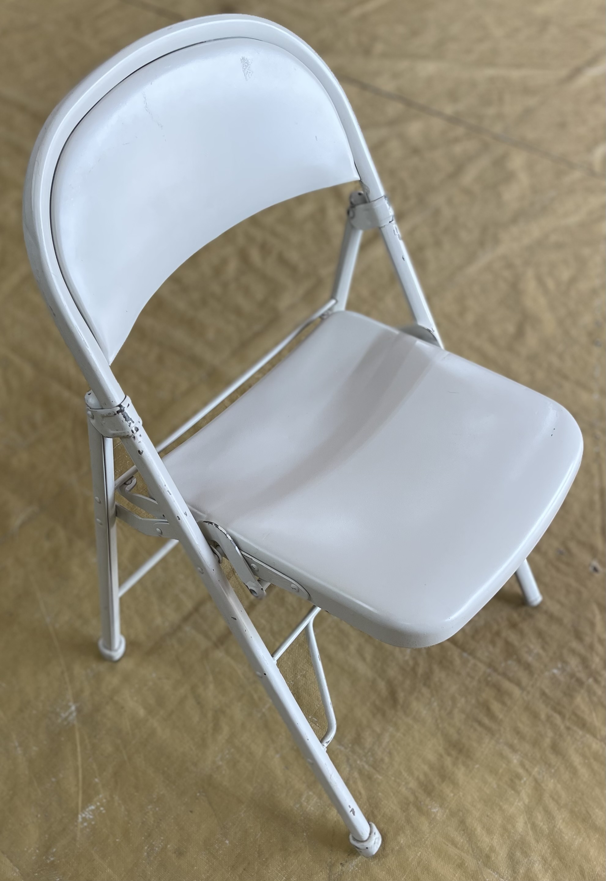 White Folding Heavy Metal Chair