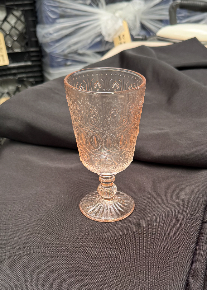 Goblet Peachy Pink Cutglass
