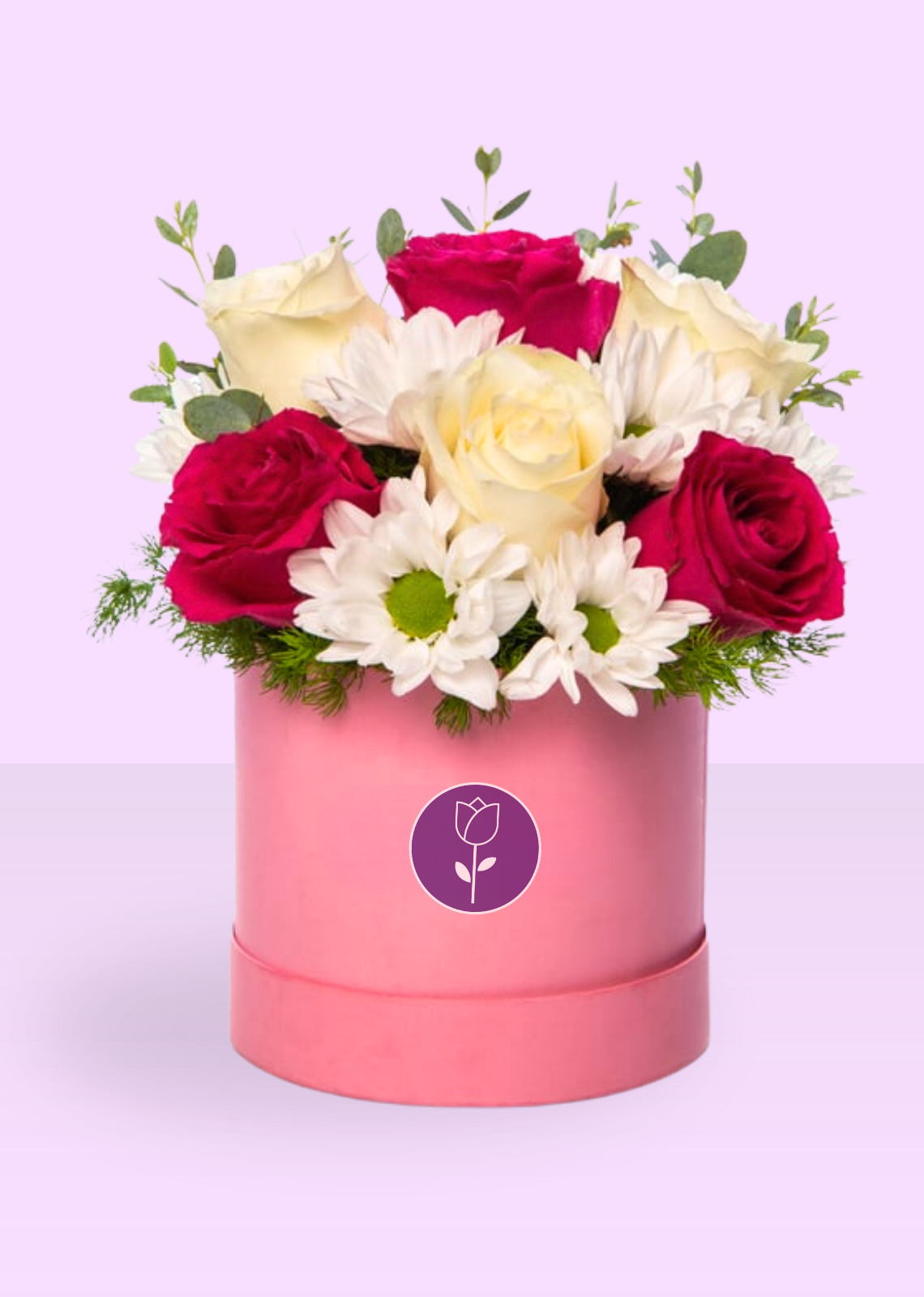 Caja con Rosas y Margaritas - entrega de flores, ramo de flores, flores a domicilio