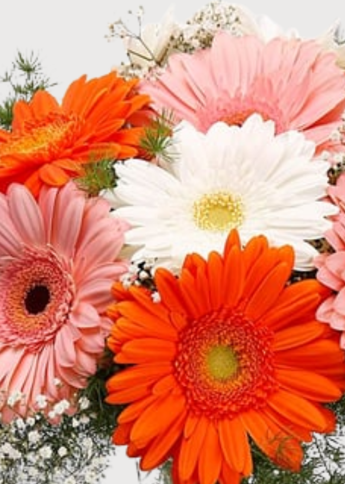 Vista previa de Florero con gerberas rositas, blancas y naranjas - imagen 2