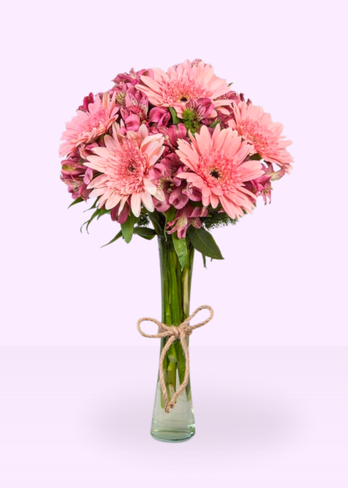Gerberas y Astromelias rositas con Florero - entrega de flores, ramo de flores, flores a domicilio