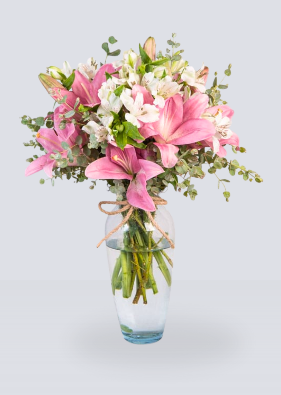 Anteprima di Vaso con Gigli Rosa e Alstroemerie Bianche - immagine 1