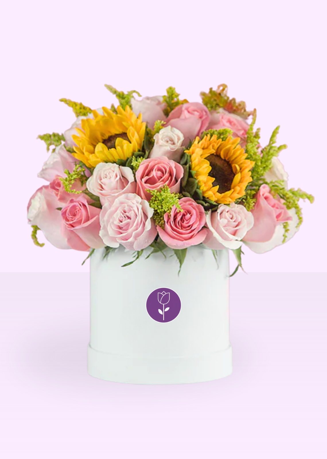 Caja con Girasoles y Mezcla de Rosas Rositas - entrega de flores, ramo de flores, flores a domicilio