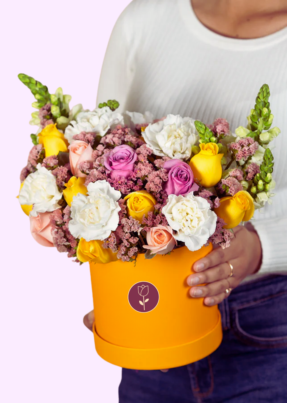 Vista previa de Caja amarilla con flores mixtas - imagen 2