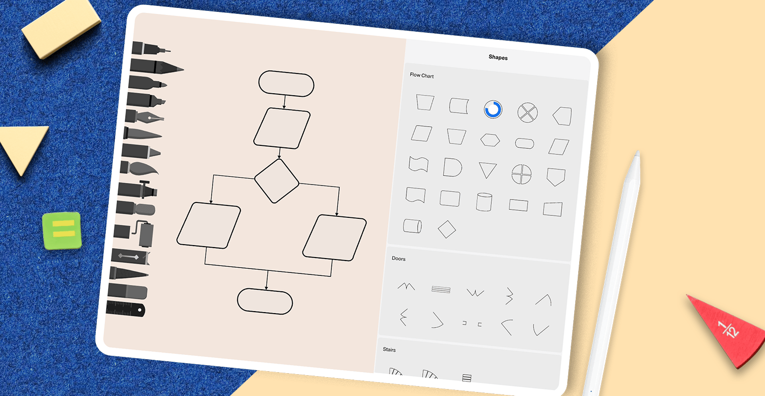 Shapes Library for Brainstorming on Drawing Desk