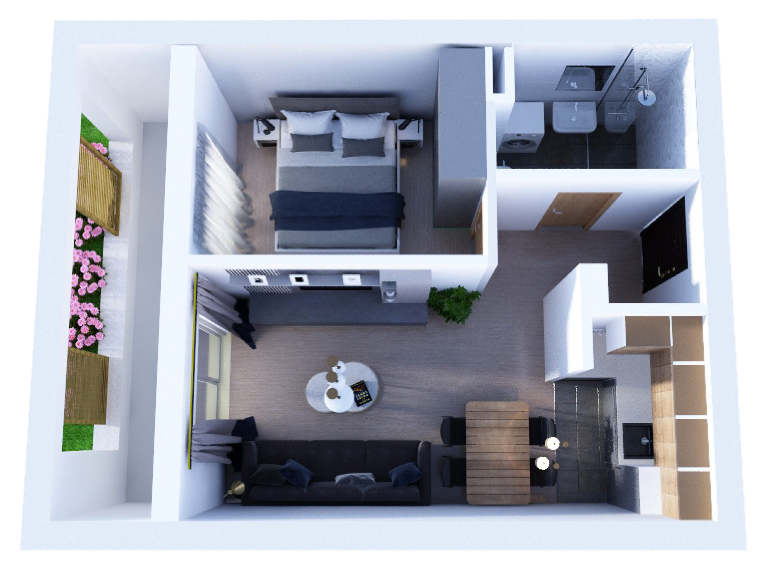Studio apartment on the first floor with terrace in Igalo