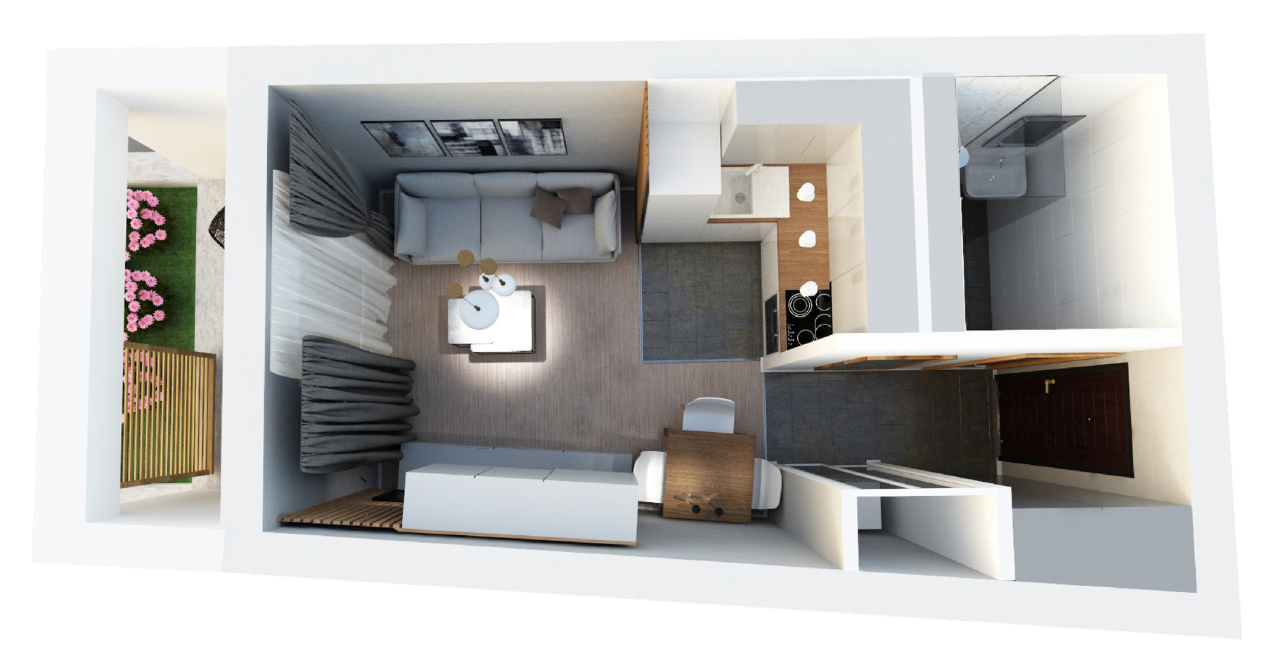 1-bedroom apartment with terrace and sea view in Igalo