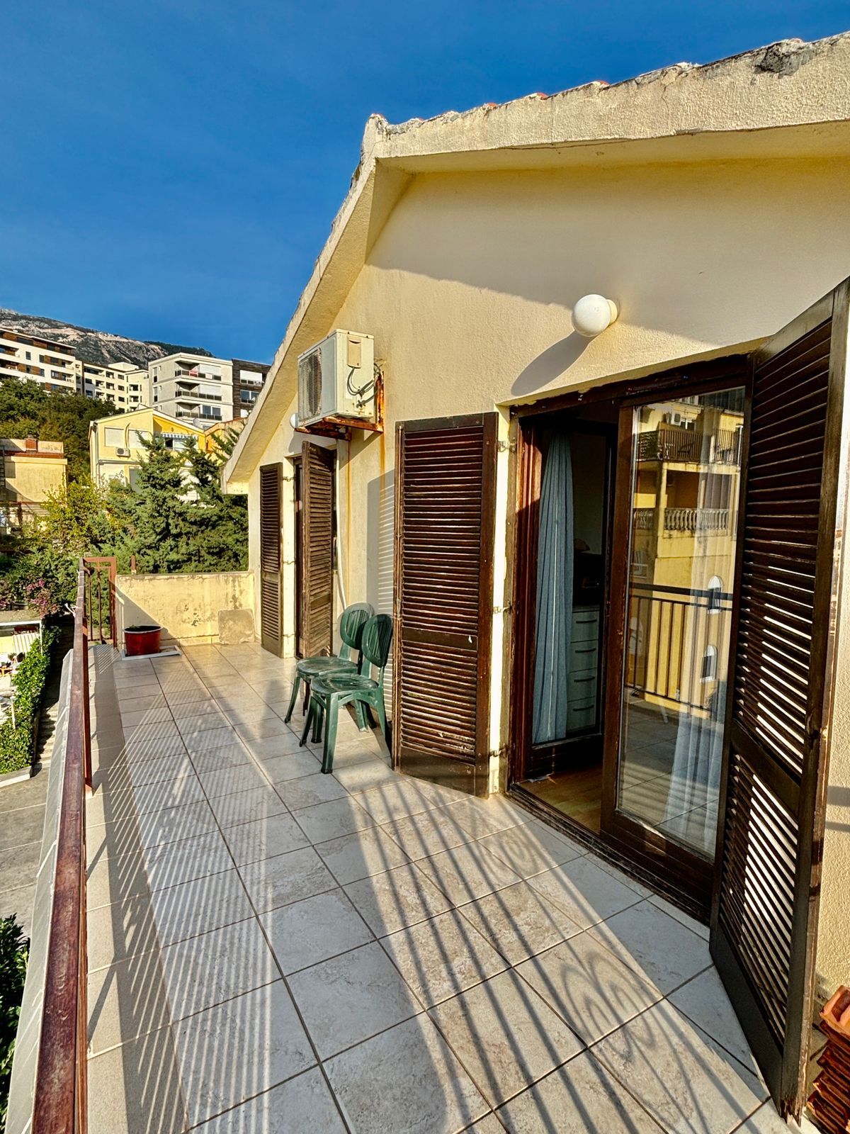Attic Apartment 42 m² with 12 m² Terrace Opposite Hotel Splendid — Bečići, 200 m from the Sea (Renovation Project)