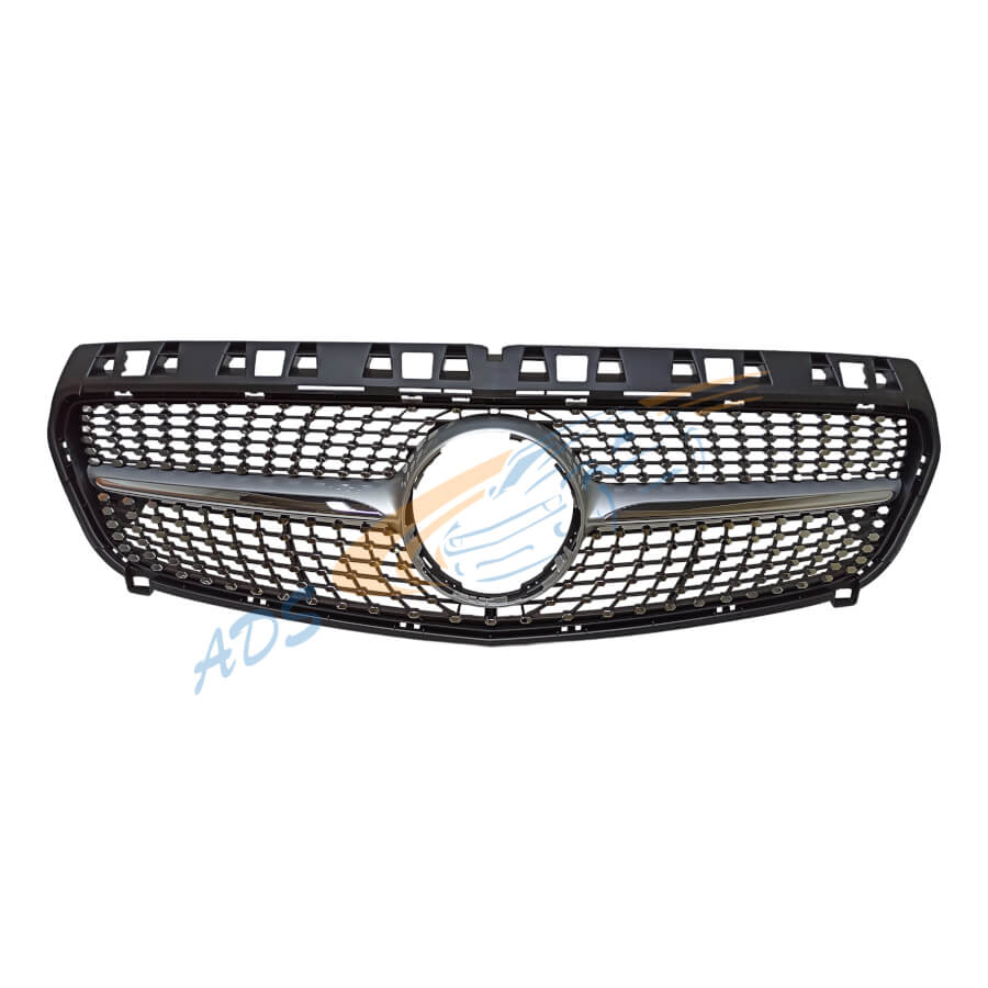 Deimantinės grotelės Sidabrinė Be kameros angos Mercedes-Benz A Class W176 2012 - 2015