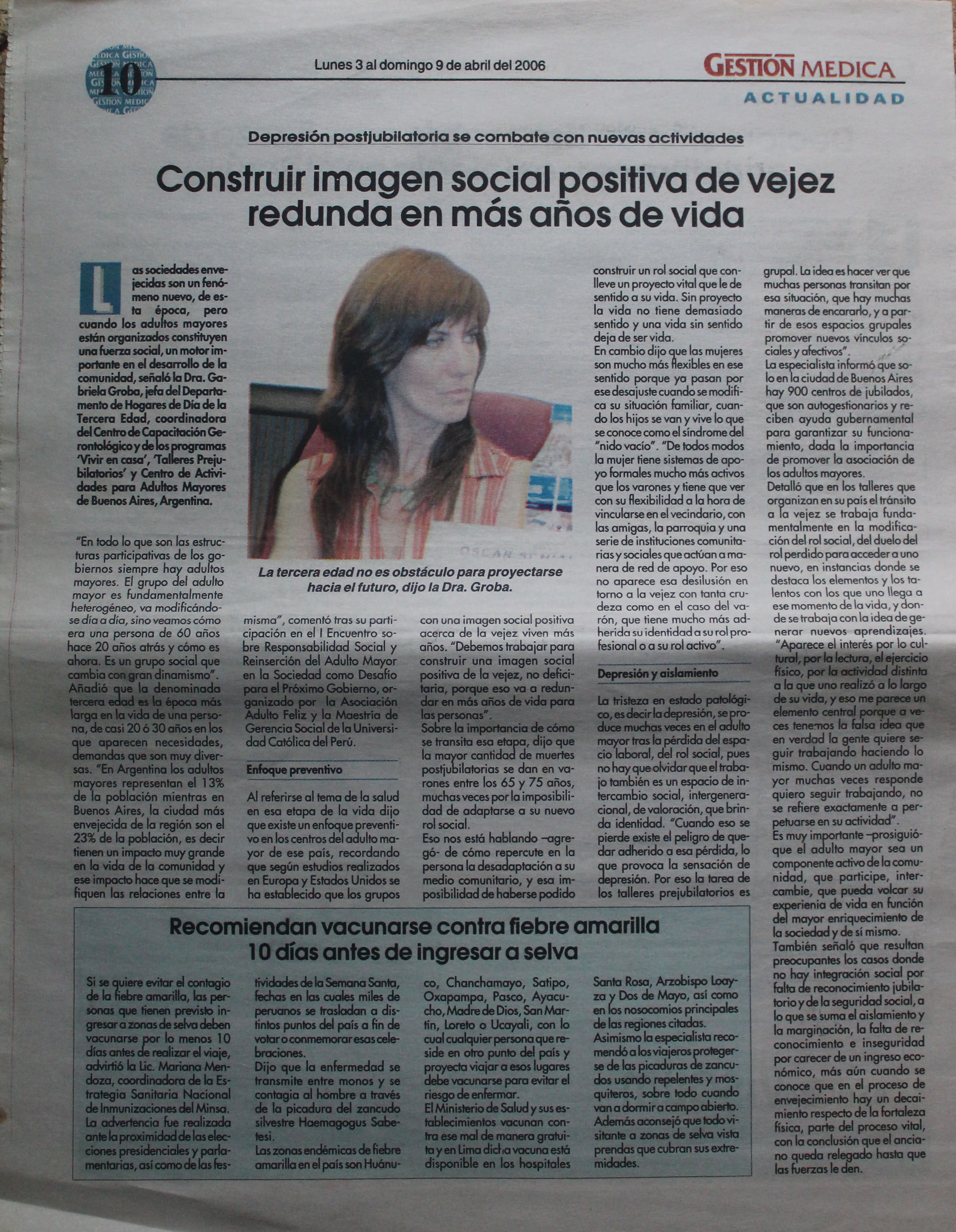 Construir imagen social positiva de vejez redunda en más años de vida | Gestión 9 de Abril del 2006