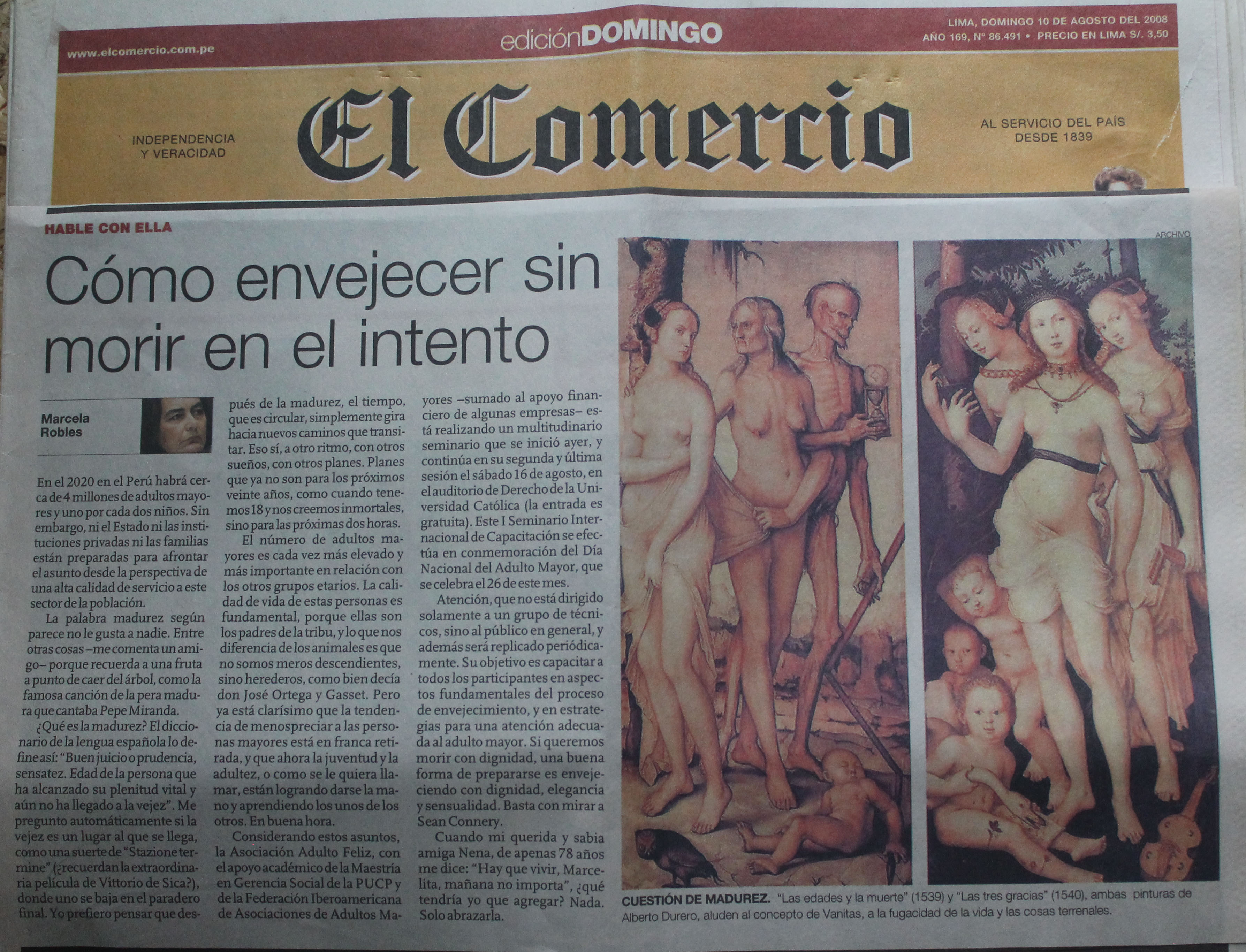 Cómo envejecer sin morir en el intento | El Comercio 10 de Agosto del 2008