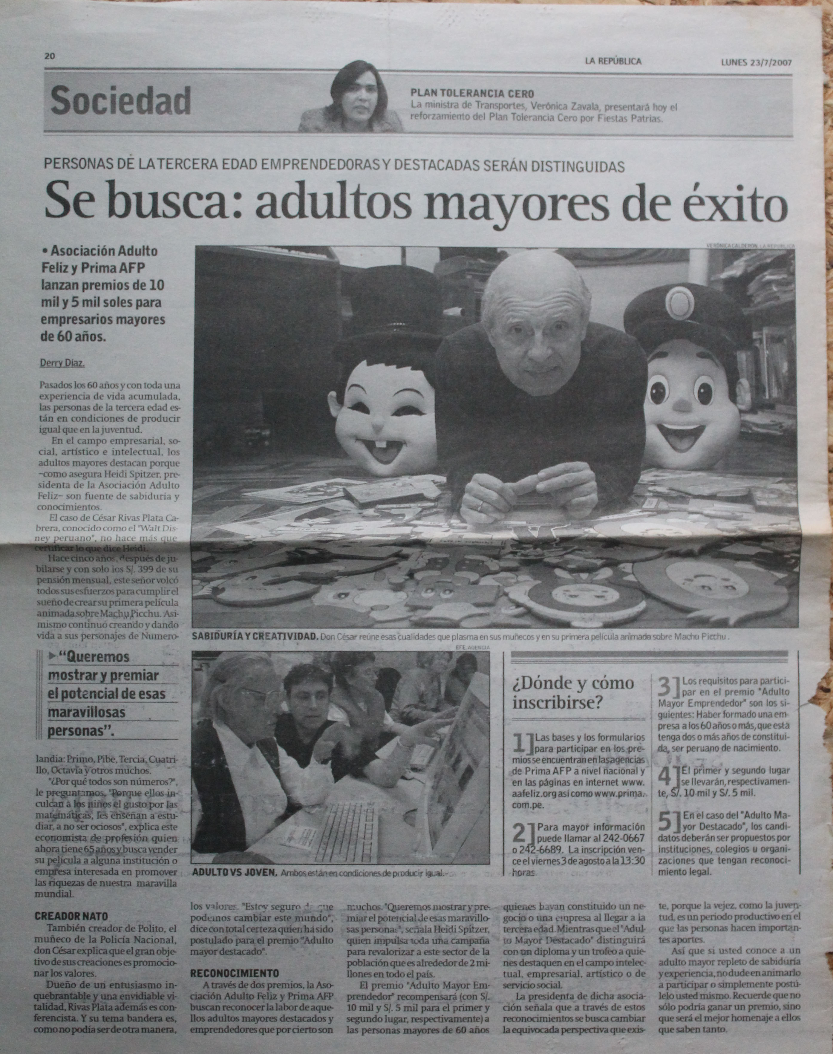 Se busca: adultos mayores de éxito | La República 23 de Julio del 2007