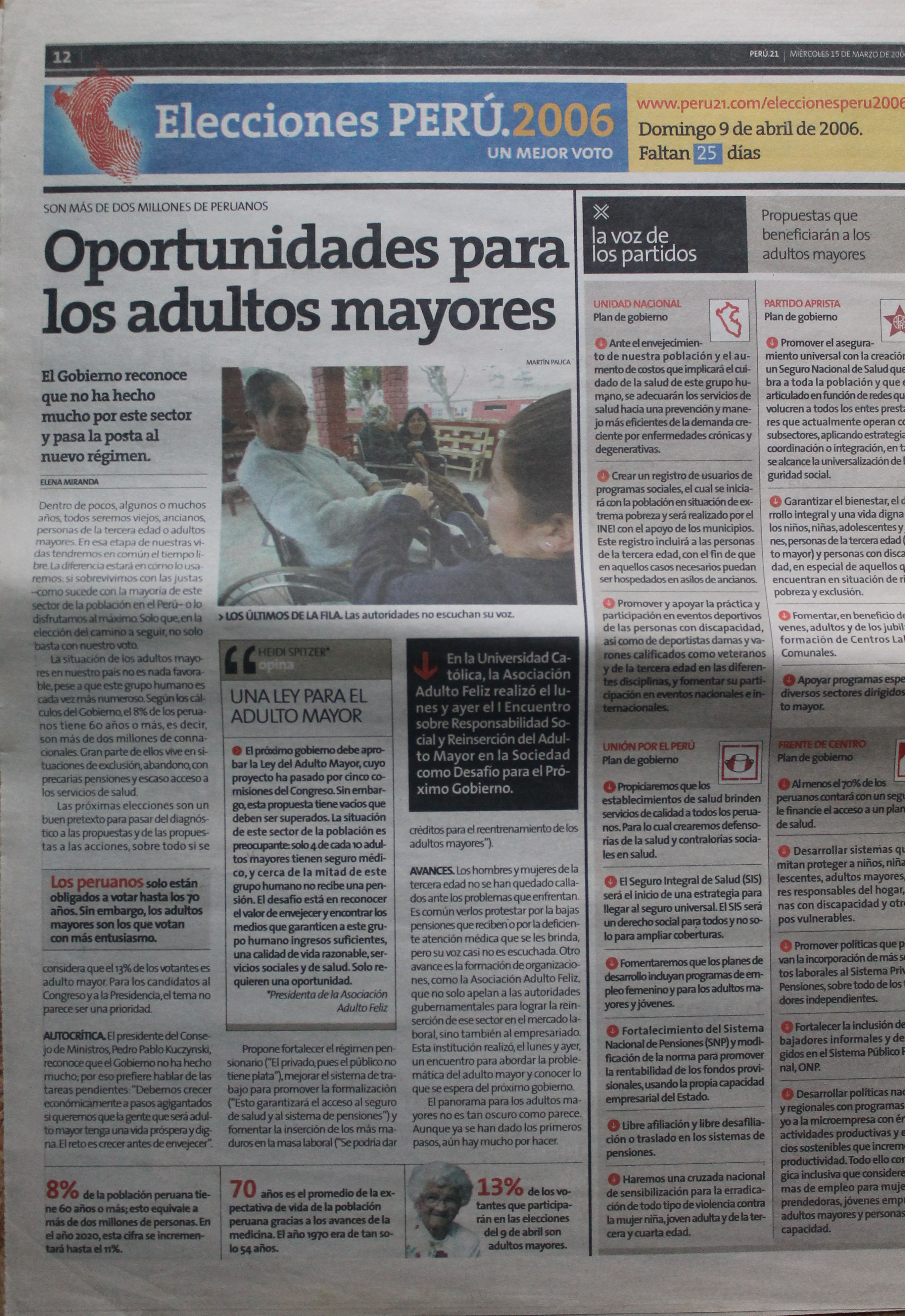 Oportunidades para los adultos mayores | Peru21 2006