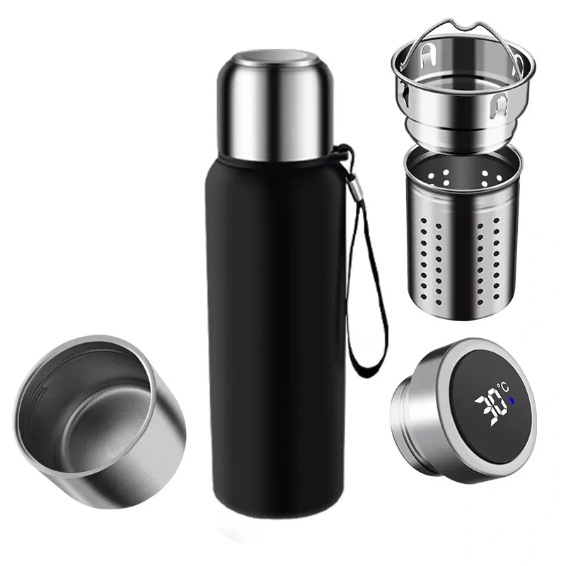 Stainless Steel Water Bottle with Smart Temperature Display - 1L