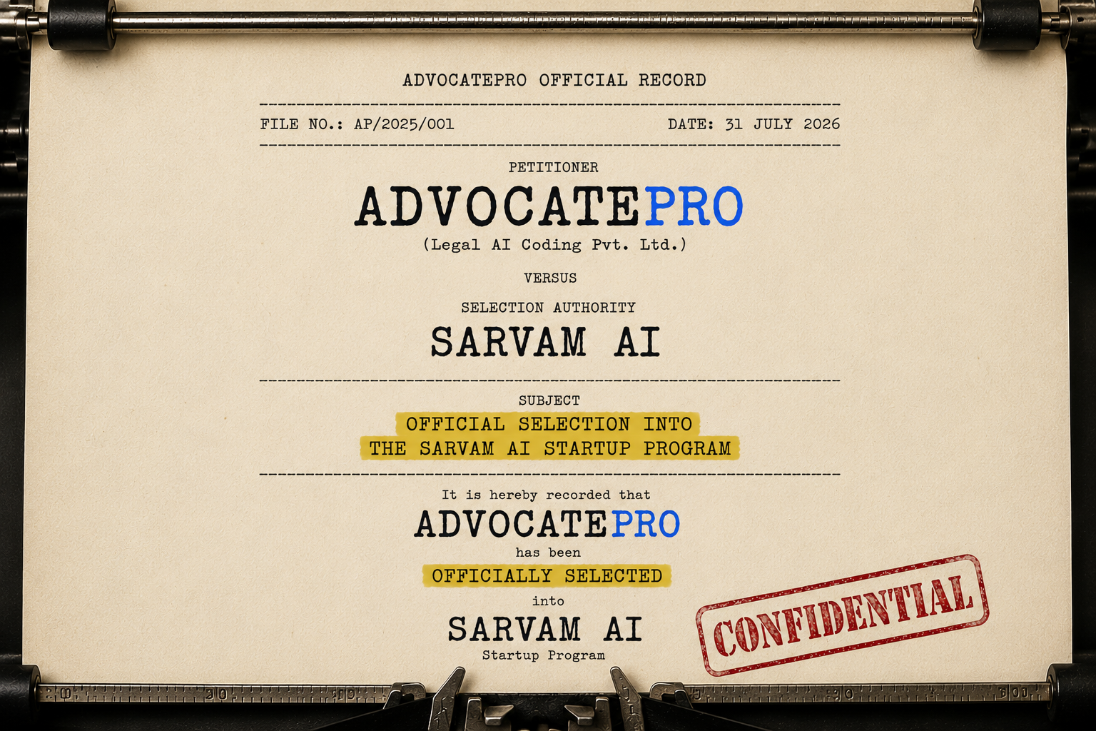 AdvocatePro Has Been Accepted Into the Sarvan AI Startup Program