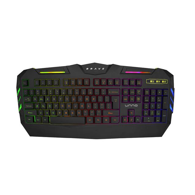 Kit de Teclado y Mouse Unno Tekno Gaming Brave USB Ingles Negro Óptico N/P: KB6782BK - PC Mania