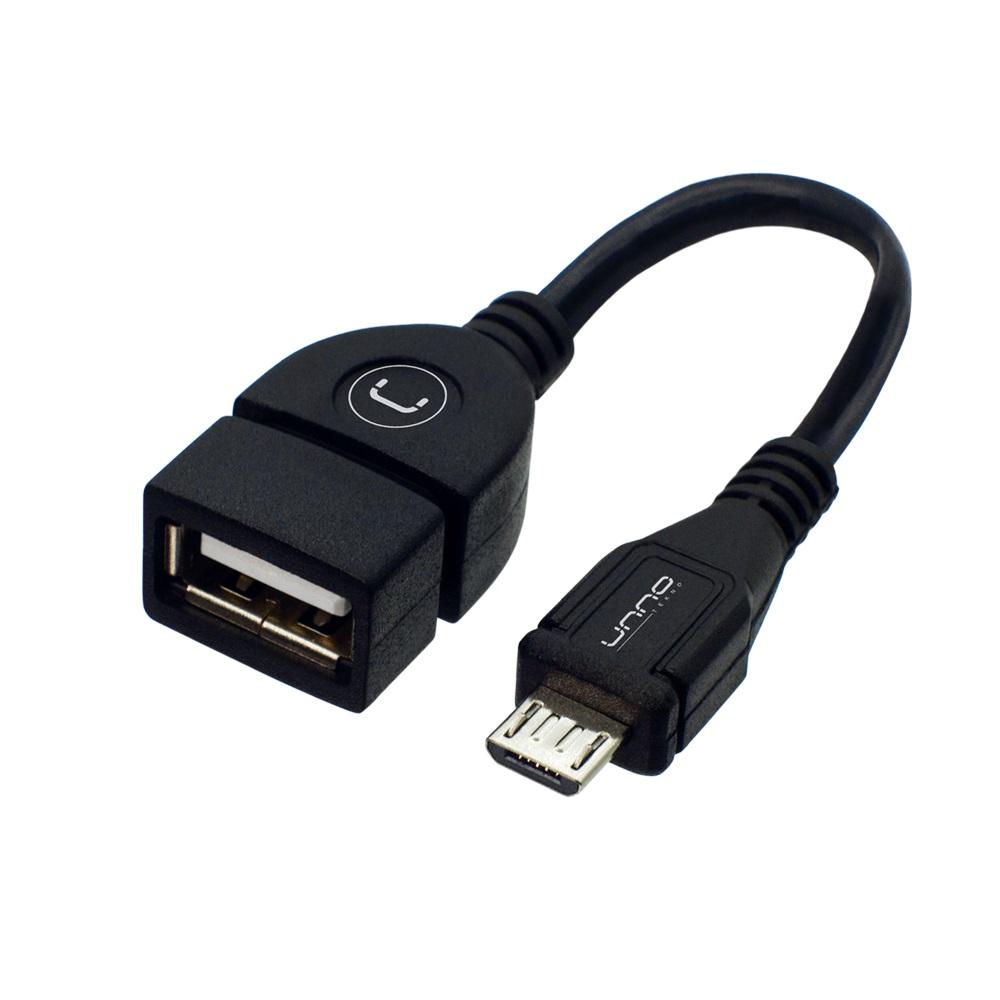 Adaptador Unno Tekno Micro USB OTG a USB 2.0 Hembra N/P: AD4201BK - PC Mania