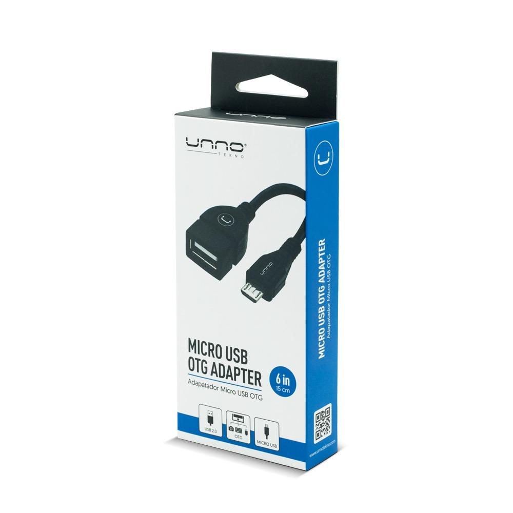 Adaptador Unno Tekno Micro USB OTG a USB 2.0 Hembra N/P: AD4201BK - PC Mania