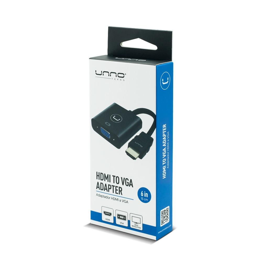 Adaptador Unno Tekno HDMI Macho a VGA HEMBRA N/P: AD4202BK - PC Mania