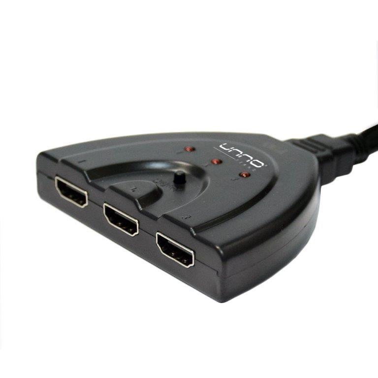Switch Unno Tekno HDMI 3 Puertos 4K/2K/3D/DTS-HD/USB N/P: HB1202BK - PC Mania