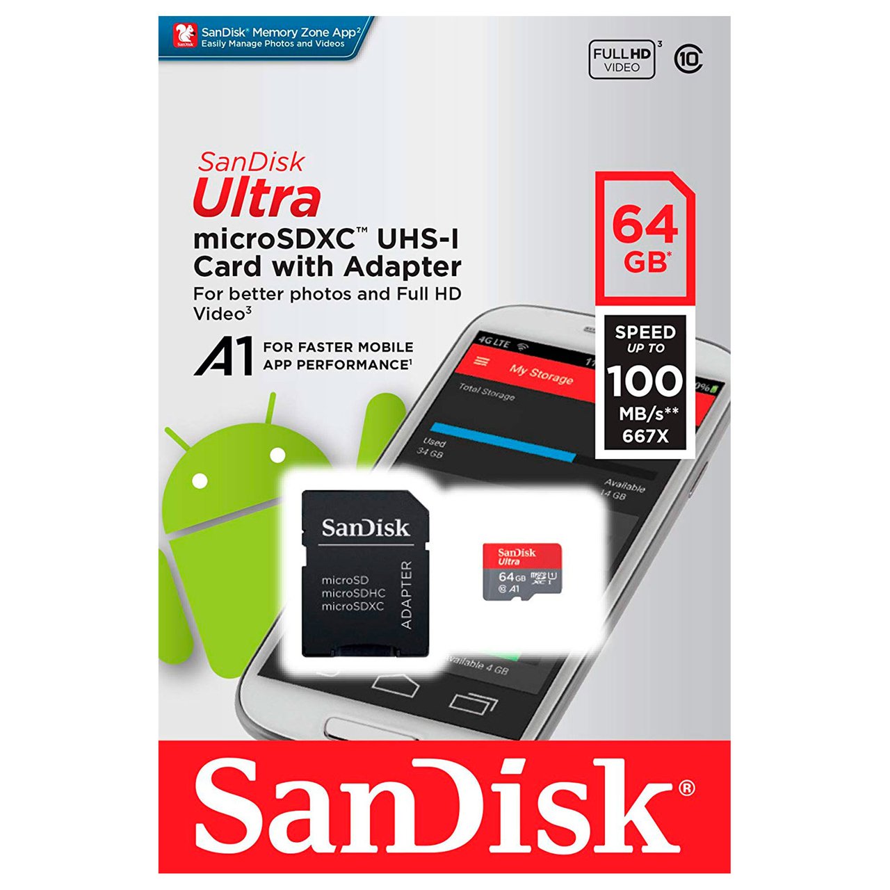 Memoria Micro SD 64GB Sandisk N/P: SDSQUNS-064G-GN3MA - PC Mania