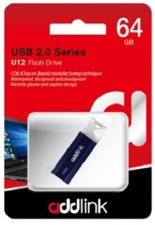 Pen Drive Addlink U12 64GB USB 2.0 Gris N/P: AD64GBU12D2 - PC Mania