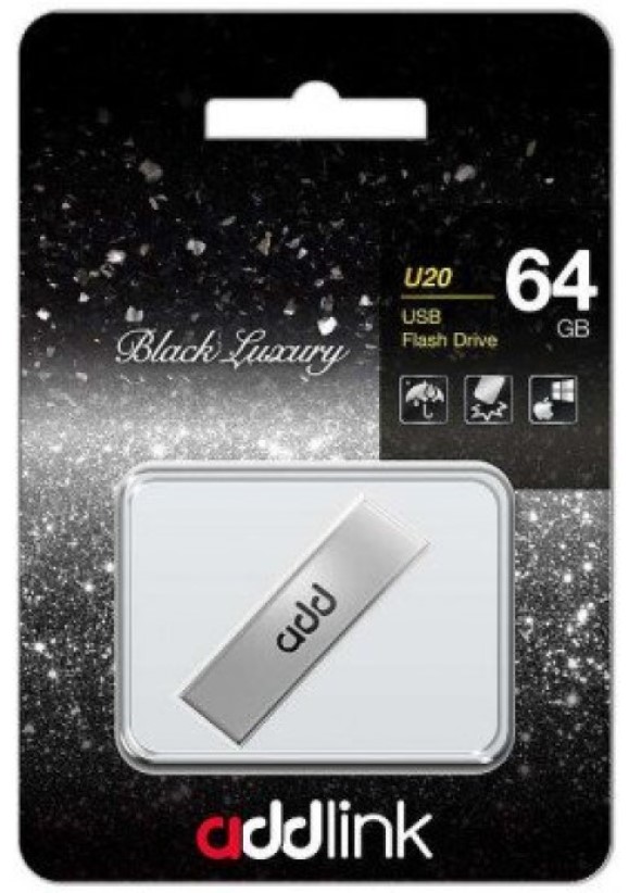 Pen Drive Addlink U20 64GB USB 2.0 Titanium N/P: AD64GBU20T2 - PC Mania