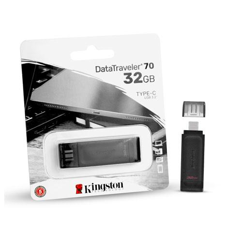 Pen Drive 32GB Kingston DT70 USB Tipo C 3.2 N/P: DT70/32GB-TW - PC Mania