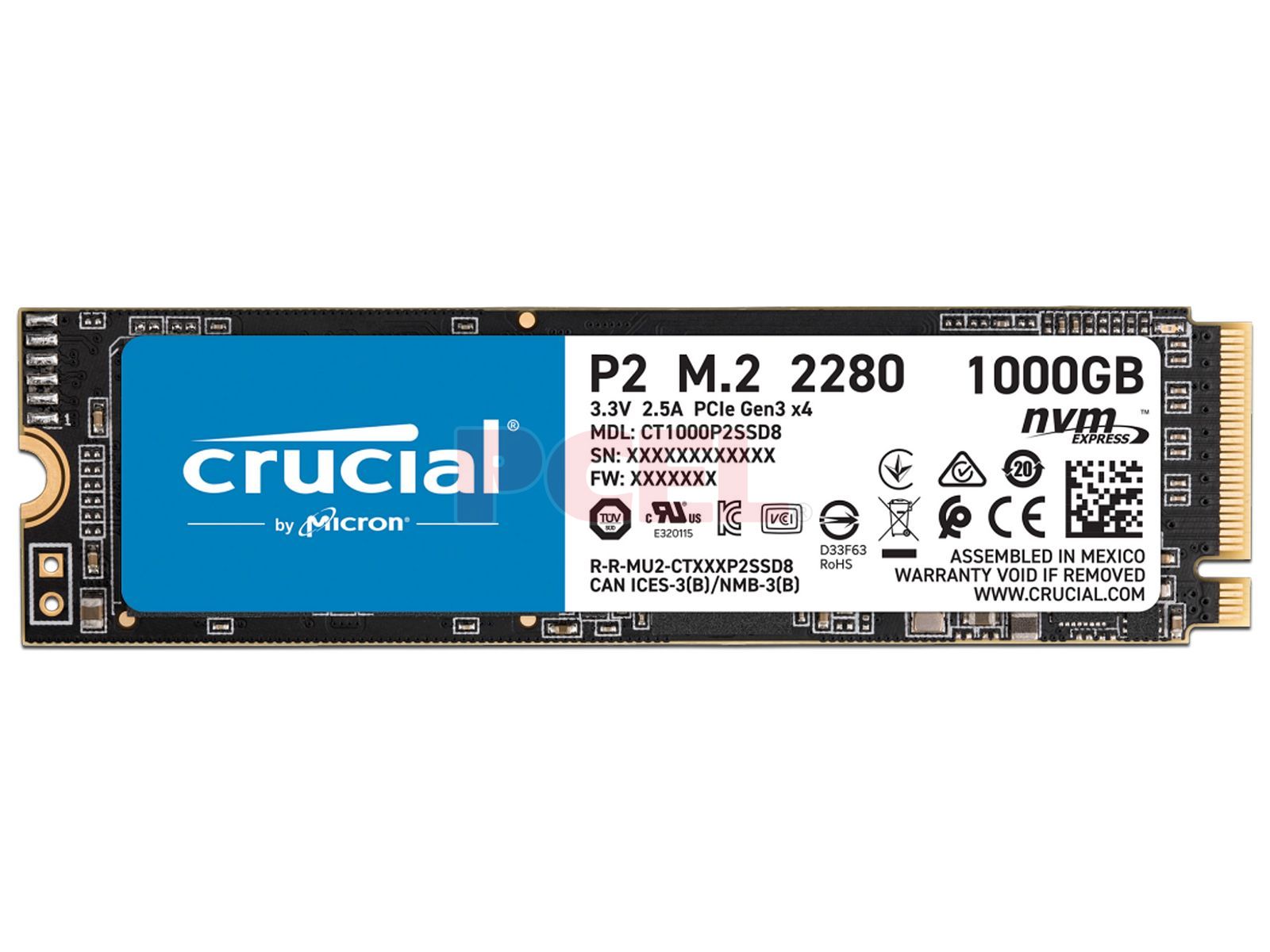 Disco Duro Solido SSD Crucial M.2 2280 1TB PCI-E 3.0 X4 3D NAND N/P: CT1000P2SSD8 - PC Mania