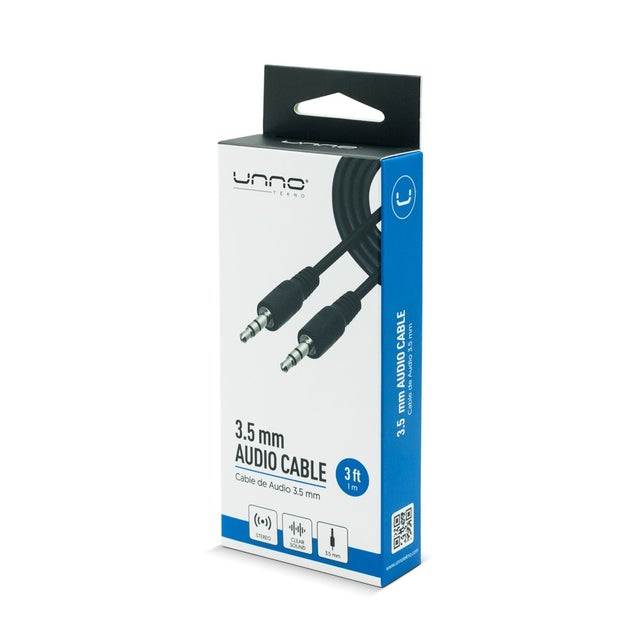 Cable Auxiliar 3,5MM Unno Tekno 1,5 Mts. N/P: CB4052BK - PC Mania