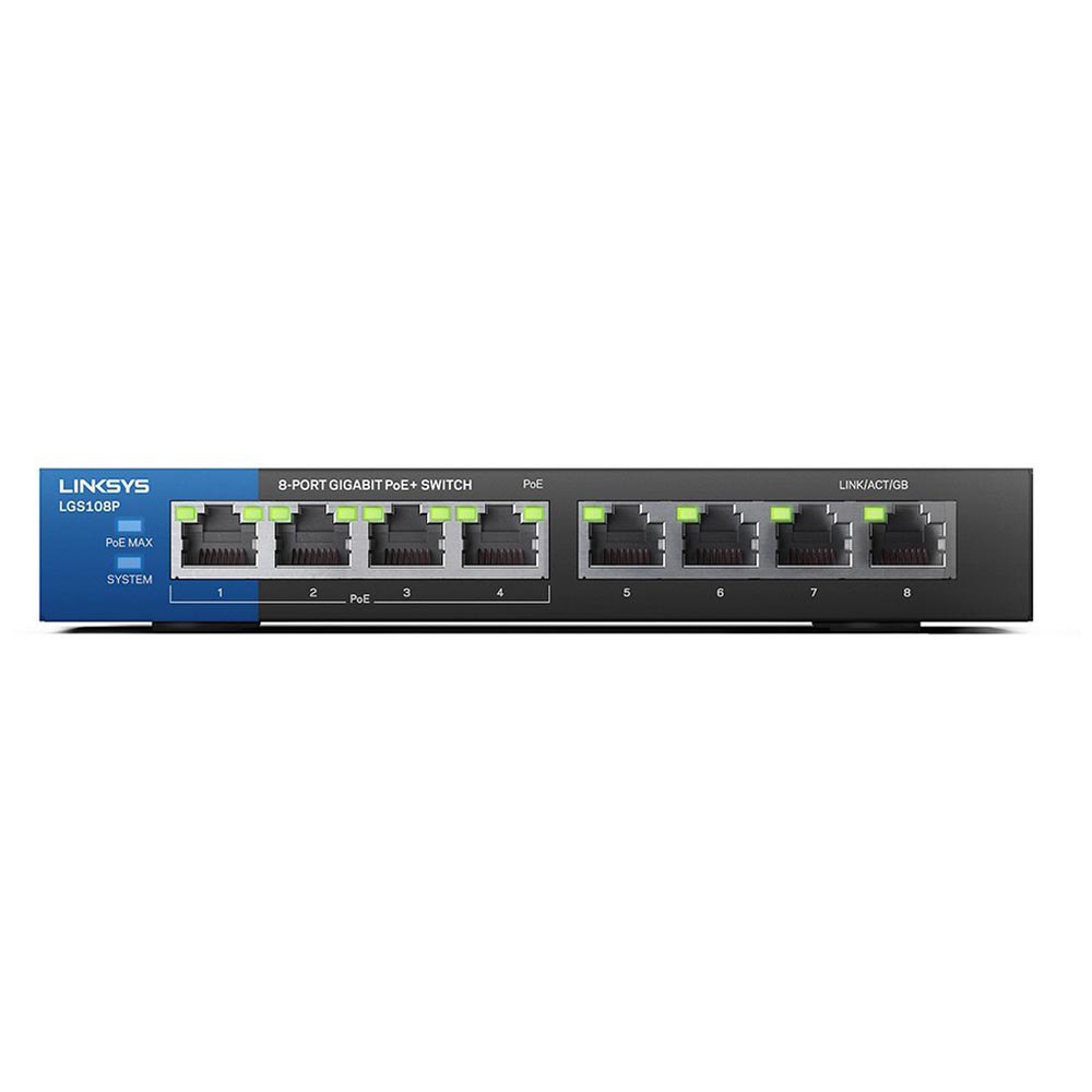 Switch Linksys 8 puertos Gigabit 4 PoE+ de escritorio N/P: LGS108P - PC Mania
