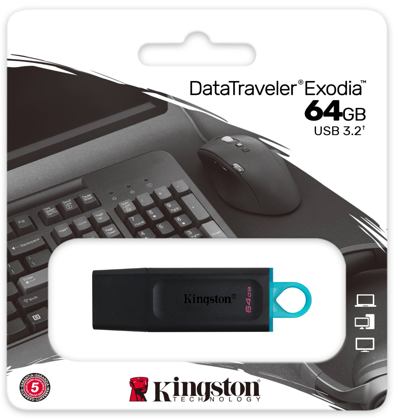 Pen Drive 64GB Kingston Data Traveler Exodia USB N/P: DTX-64GB-TW - PC Mania