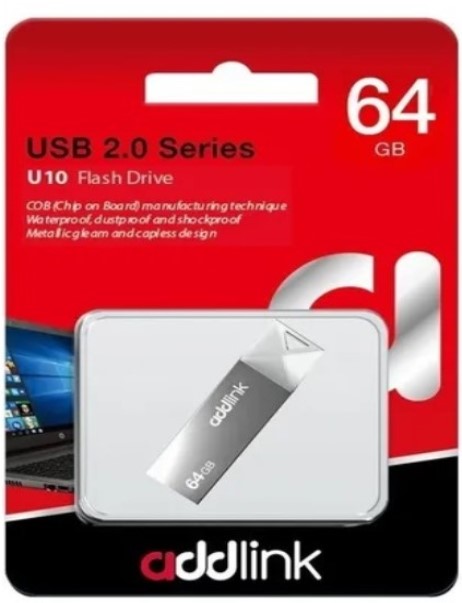 Pen Drive Addlink U10 64GB USB 2.0 Gris N/P: AD64GBU10G2 - PC Mania