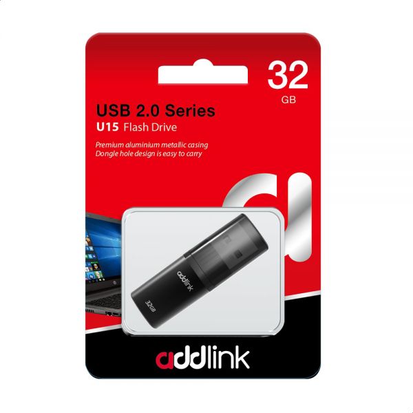 Pen Drive Addlink U15 32GB USB 2.0 Negro N/P: AD32GBU15G2 - PC Mania