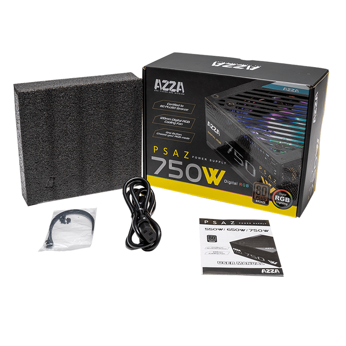 Fuente de Poder ATX AZZA 750W 80 Plus Bronze Mod. PSAZ-750W - PC Mania