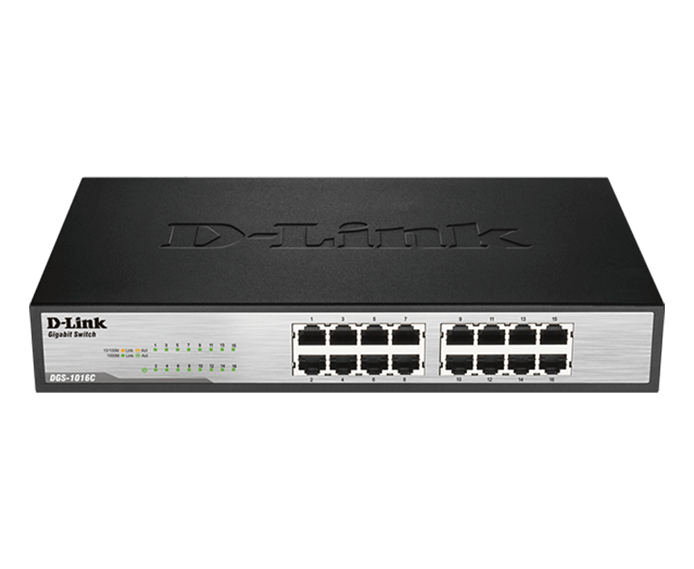 Switch D-Link 16 puertos Gigabit Rackeable no administrable N/P: DGS-1016C - PC Mania