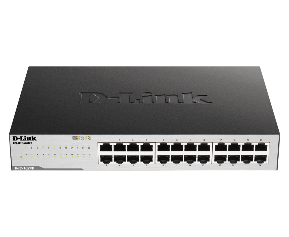 Switch D-Link 24 puertos Gigabit Rackeable no administrable N/P: DGS-1024C - PC Mania