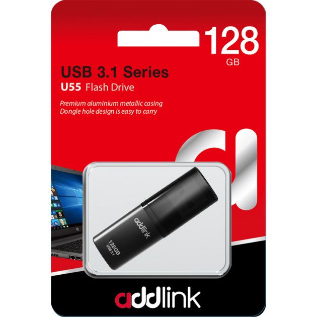 Pen Drive Addlink U55 128GB USB 3.1 Negro N/P: AD128GBU55B3 - PC Mania